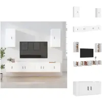 vidaXL Tv-kast - Tv-kasten - Tv-meubel - Hifi-meubel - 6-delige Tv-meubelset bewerkt hout wit