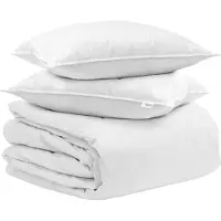 vidaXL Beddengoedset met kussens, 3 stuks, wit, gevuld met donsveren