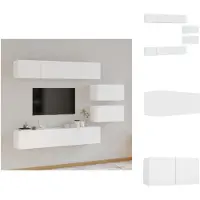 vidaXL Tv-kast - Tv-kasten - Tv-meubel - Hifi-meubel - 6-delige Tv-meubelset bewerkt hout wit