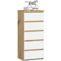 Akord Ladekast CL5 met 5 Lades / Furniture Factory / Artisan Eik - Wit / 40 x 92 x 35 cm