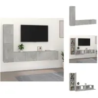 vidaXL Tv-kast - Tv-kasten - Tv-meubel - Hifi-meubel - 4-delige Tv-meubelset bewerkt hout betongrijs