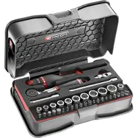 Facom Coffret 37 pièces douilles 1/4 6 pans métriques + embouts + plateau mousse - R.161-6M6PB