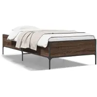 vidaXL Bedframe bewerkt hout en metaal bruin eikenkleurig 100x200 cm