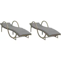 Syfax Ligstoelen 2 st met kussens poly rattan beige
