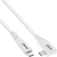 InLine USB4-kabel, USB-C, haaks aan één kant, PD 240W, 8K60Hz, TPE, wit, 2m