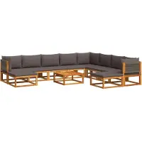 vidaXL 11-delige tuinbankset met kussens acaciahout & touw