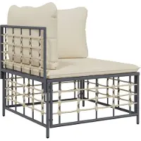 Sonstiges Tuinhoekbank met beige kussens poly rattan