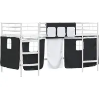 Syfax Bunkbed voor kinderen met gordijnen Wit en zwart 107 x 203 cm