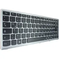 T-ProTek DUITSE - Zwart toetsenbord. Zilveren frame, compatibel met Lenovo IdeaPad U310 (MAG67GE)