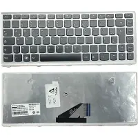 T-ProTek DUITSE - Zwarte toetsenbord. Zilveren frame, compatibel met Lenovo IdeaPad U310