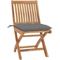vidaXL Tuinstoelen 2 st met grijze kussens massief teakhout