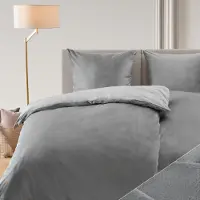 Blumtal beddengoed, 200x200 en 2x 80x80cm, zachte fleece kwaliteit met een kasjmierachtige uitstraling, in de kleur grijs