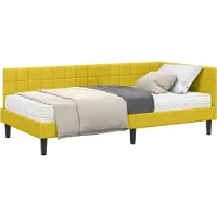 Syfax Hoekbedframe met Matras 2 st Geel 90 x 200 cm Fluweel