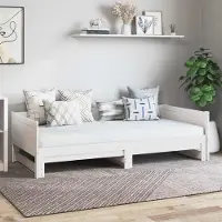 Prolenta Maison Exclusive - Uittrekbaar dagbed, wit, 180 x 200 cm, massief grenenhout