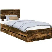 Syfax Bedframe met lade Gerookte Eik 75 x 190 cm Geconstrueerd hout