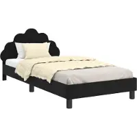 Syfax Bedframe voor kinderen met hoofdbord Zwart 90 x 200 cm Fluweel