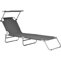 Casa.pro Ligbed met luifel Argozelo 186x55x24 cm donkergrijs