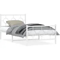 vidaXL Bedframe met hoofd- en voeteneinde metaal wit 100x190 cm