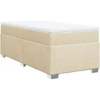 vidaXL Boxspring met matras stof crèmekleurig 80x200 cm