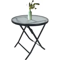 VCM Bistrotafel rond balkontafel tuintafel glazen blad klaptafel tuincamping 70 cm Ø Sonlas