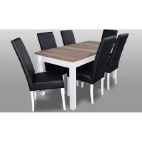 AEA Moderne Esszimmer Leder Tisch Stuhl Garnitur Komplett Set 7 teiliges Set Stühle
