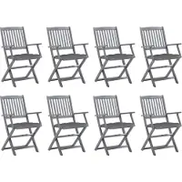 Syfax Inklapbare stoelen 8 st met kussens massief acaciahout