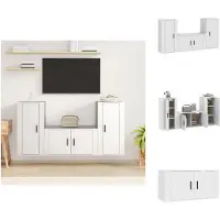 vidaXL Tv-kast - Tv-kasten - Tv-meubel - Hifi-meubel - 3-delige Tv-meubelset bewerkt hout wit
