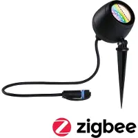 Paulmann Plug & Shine LED spot Kikolo grondspike, ZigBee, RGBW Kikolo, dimbaar, zwart, Kunststof
