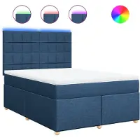 vidaXL Boxspring met matras stof blauw 140x200 cm