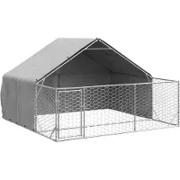 vidaXL Hondenkennel met ren 3x3x1,9 m gegalvaniseerd staal