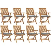The Living Store : Opklapbare tuinstoelen met kussens, 8 stuks. Massief teakhout