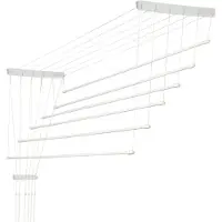 Kadax Plafondwasdroger, wasdroger voor het plafond 6, wanddroger met polyethyleen beklede stalen spijlen, plafonddroger, draagvermogen 12 kg (6 x 130 / wit)