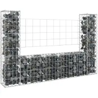 vidaXL Schanskorf U-vormig met 2 palen 140x20x100 cm ijzer