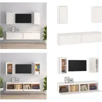 vidaXL Tv-meubelen 4 st massief grenenhout wit - Tv-kast - Tv-kasten - Tv-meubel - Hifi-meubel