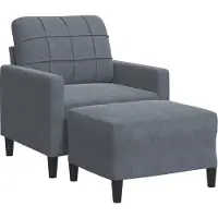 vidaXL Fauteuil met voetenbank 60 cm fluweel donkergrijs