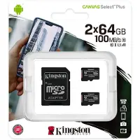 Kingston Micro SD geheugenkaart met adapter Kingston SDCS2/64GB-2P1A 64 GB