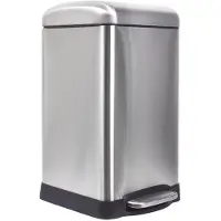 Perel metalen pedaalemmer met uitneembare emmer, solide voet en antislippedaal, ideaal voor thuis en op kantoor, inhoud 20 liter, vierkant 45,5 x 28 x 34 cm, grijs geborsteld metaal