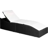 Syfax Ligbed met kussen poly rattan zwart