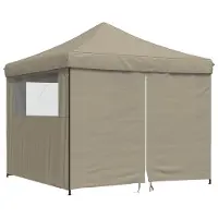 Syfax Partytent inklapbaar pop-up met 4 zijwanden taupe