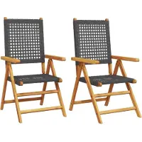 vidaXL Tuinstoelen 2 st massief acaciahout en poly rattan zwart