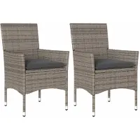 Syfax Tuinstoelen 2 st met kussens poly rattan grijs