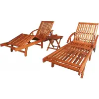 Syfax Ligbedden 2 st met tafel massief acaciahout