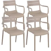 Oviala - Set van 4 beige kunststof terrasfauteuils - Paname