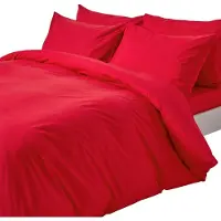 Homescapes Dekbedovertrek 140x200 cm Eenpersoons – Rood – 100% Egyptisch Perkal Katoen – 200 TC – Inclusief Kussensloop