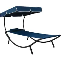 Prolenta Maison Exclusive - Ligbed met zonnedak en kussen, blauw