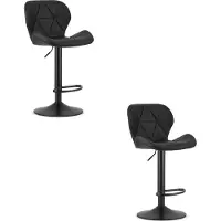 TEXTILOMANIE Set van 2 Barkrukken WEST – Kunstleer Zwart, Zwarte Basis, Rugleuning, Verstelbare Hoogte, 360° Draaibaar, Comfortabele Voetsteun, Antislip Onderstel, Modern Design, Max. 110 kg