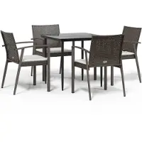 vidaXL 5-delige Tuinset met kussens poly rattan en staal