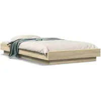vidaXL Bedframe met LED-verlichting sonoma eikenkleurig 75x190 cm