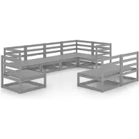 vidaXL 8-delige Loungeset massief grenenhout grijs
