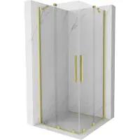 Mexen Velar Duo schuifdouchecabine 80 x 80 , transparant, geborsteld goud - 871-080-080-02-55